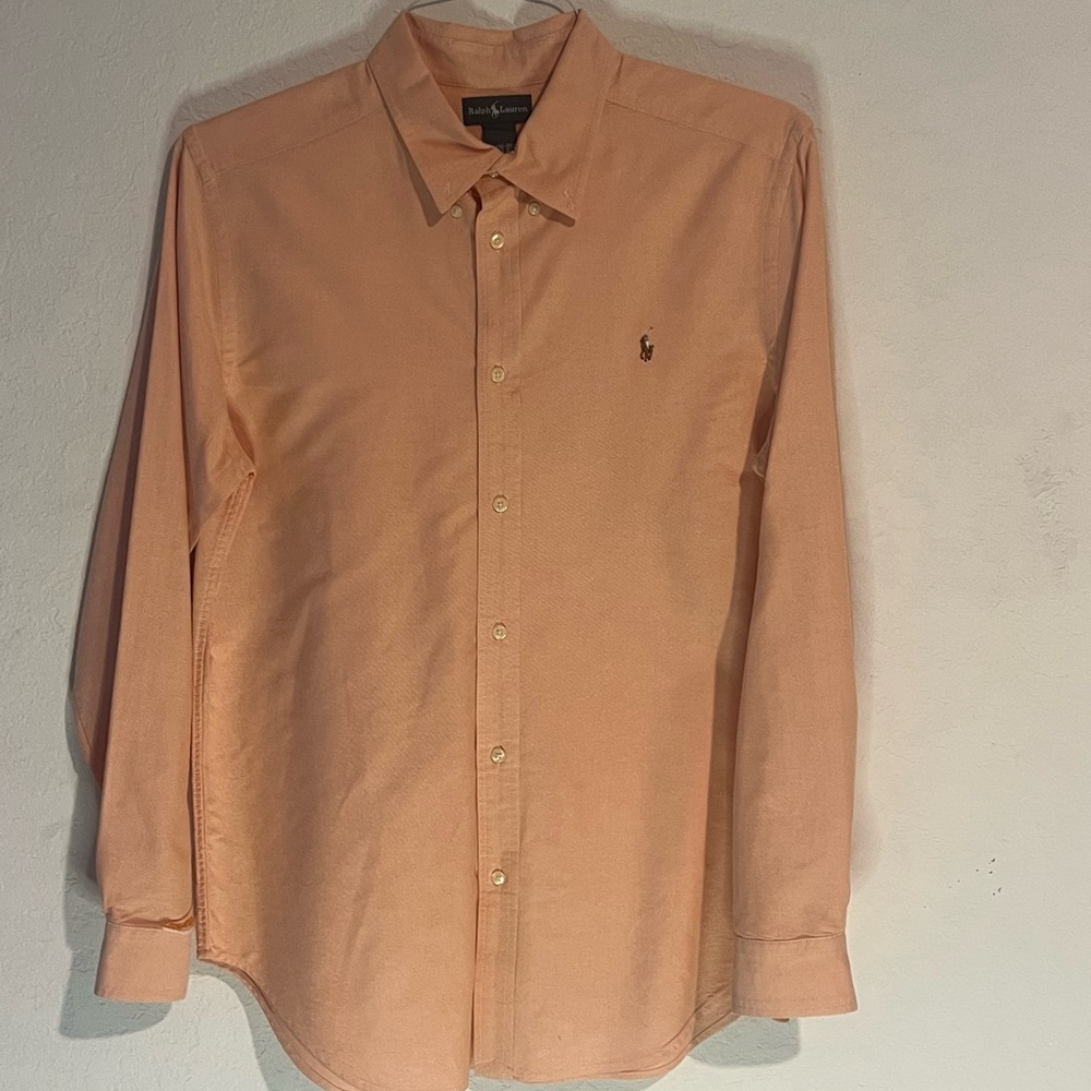 Ralph Lauren Long-Sleeve Button-Down Shirt in Peach